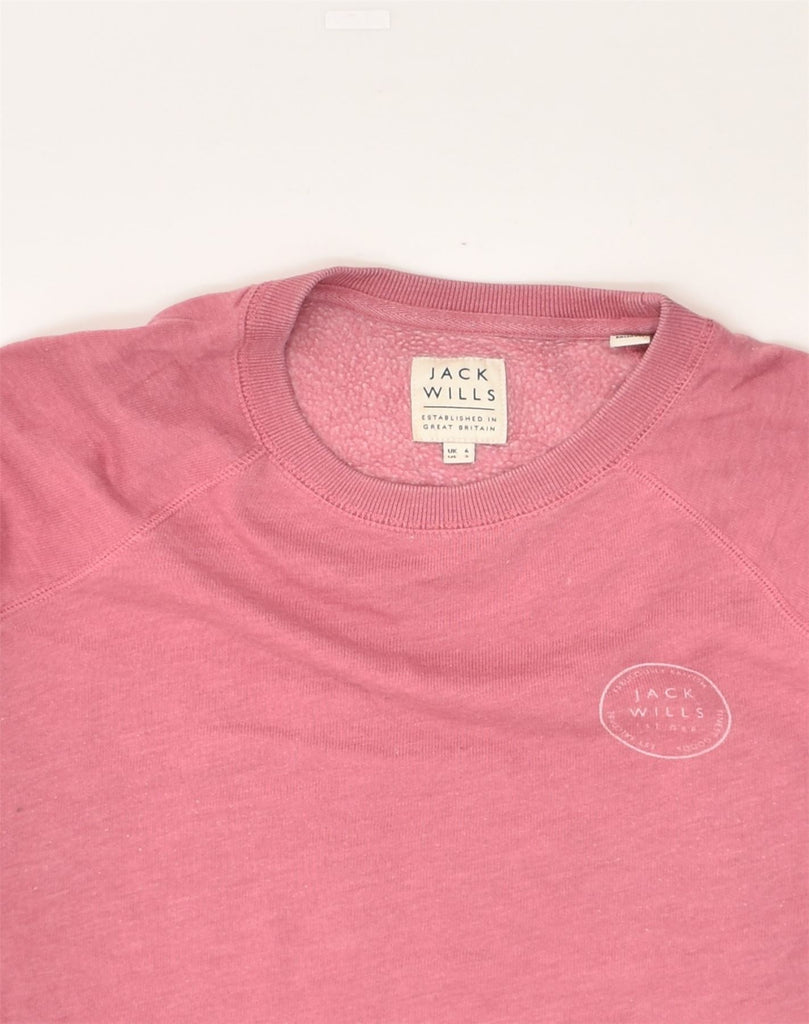 JACK WILLS Womens Sweatshirt Jumper UK 6 XS Pink Cotton | Vintage Jack Wills | Thrift | Second-Hand Jack Wills | Used Clothing | Messina Hembry 