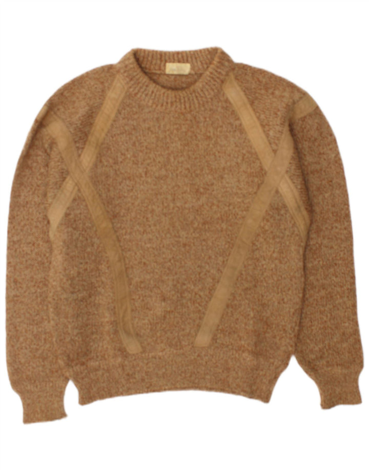 Vintage Mens Crew Neck Jumper Sweater Large Beige Flecked