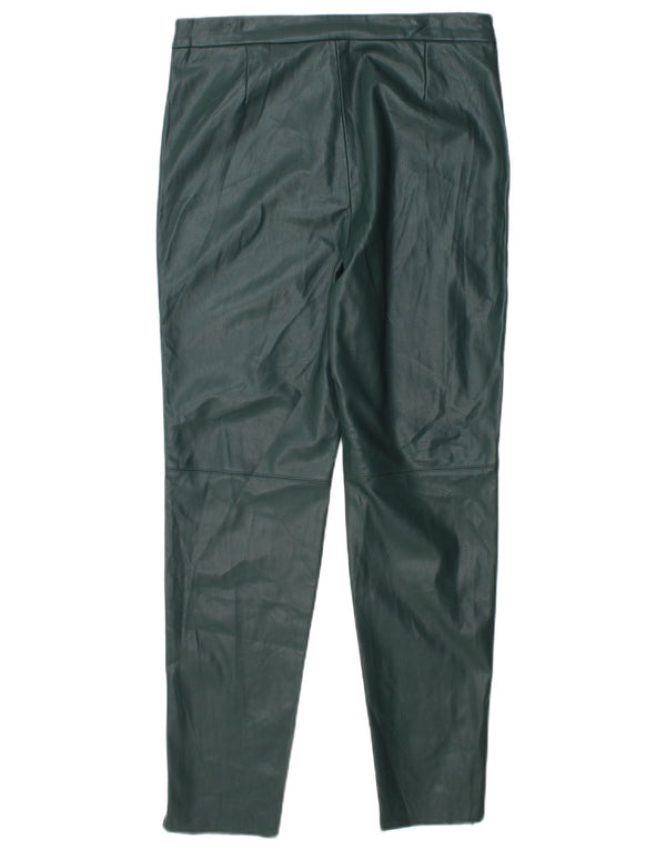 Zara Womens High Waist Skinny Faux Leather Trousers Large W30 L28 Green