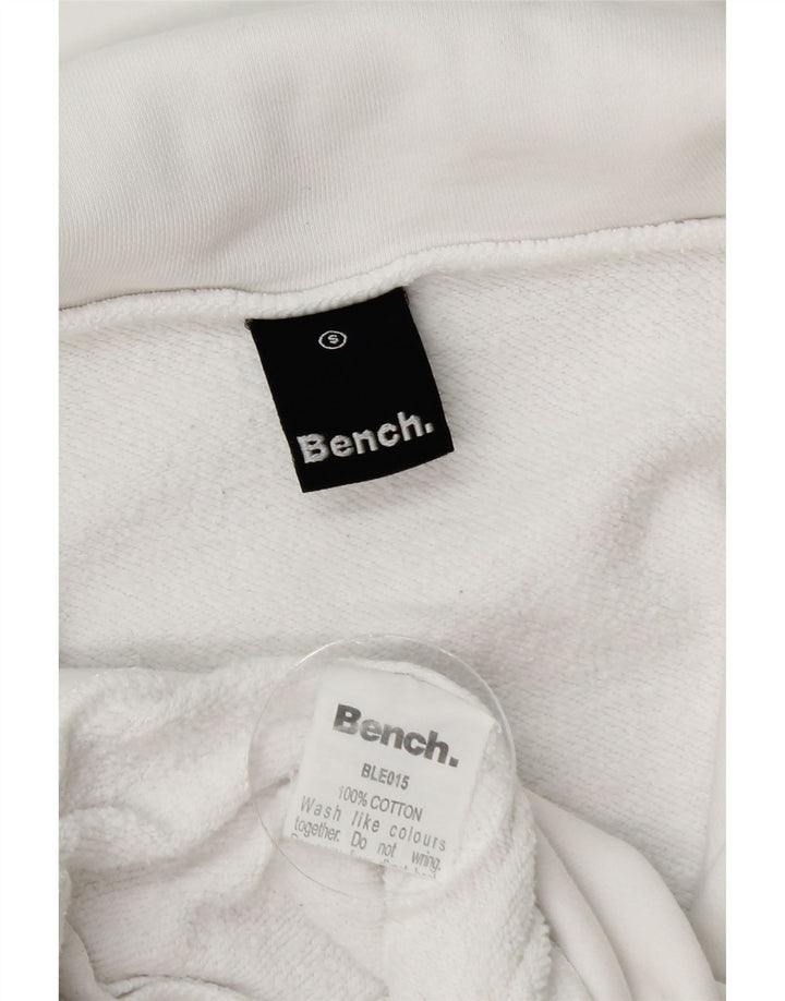 Bench Womens Crop Graphic Tracksuit Top Jacket UK 10 Small White Cotton