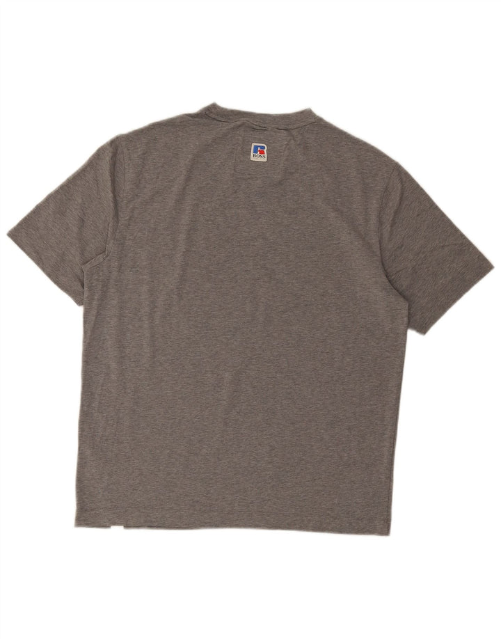 HUGO BOSS Mens Graphic T-Shirt Top Medium Grey Cotton