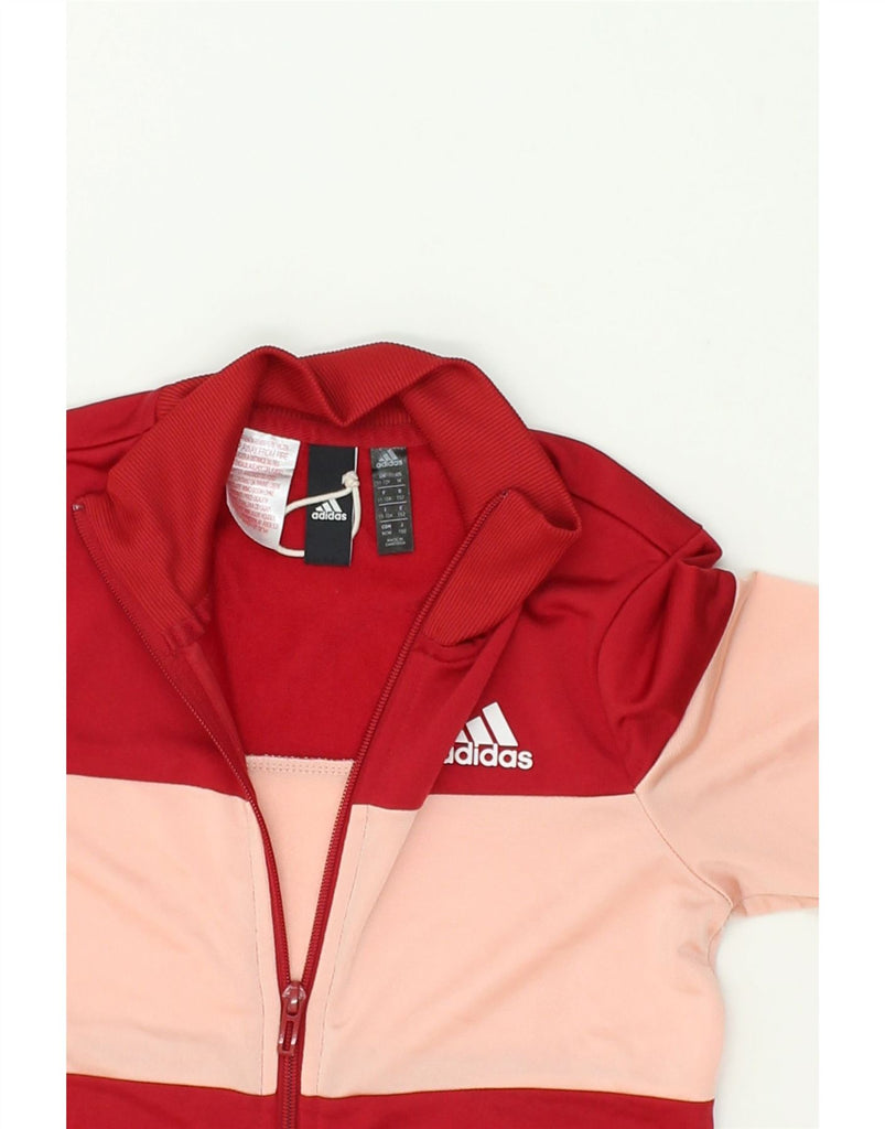 ADIDAS Girls Tracksuit Top Jacket 11-12 Years Red Colourblock Polyester | Vintage Adidas | Thrift | Second-Hand Adidas | Used Clothing | Messina Hembry 