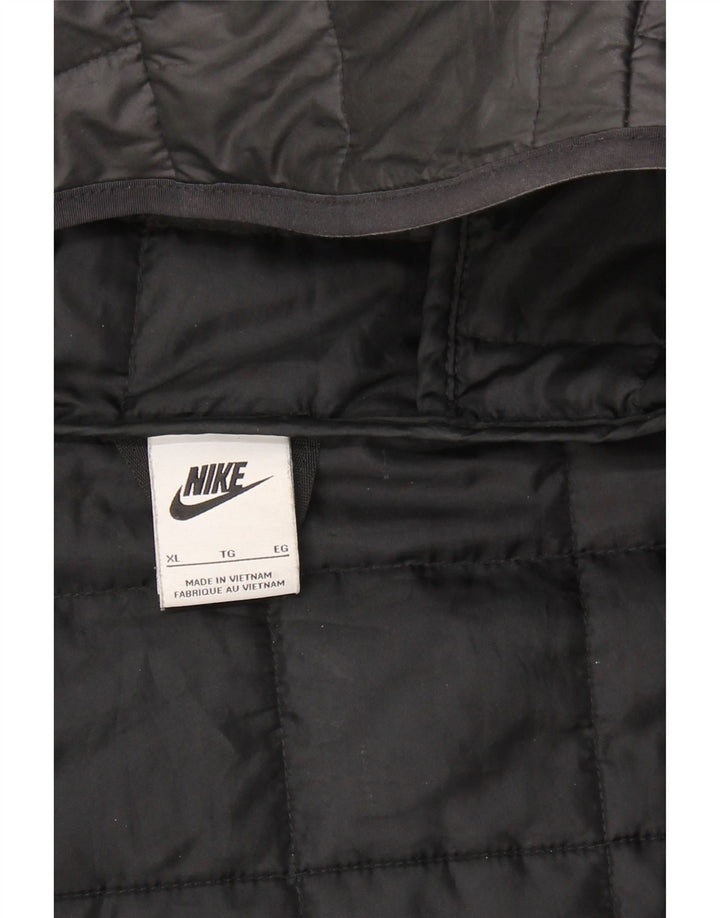 NIKE Mens Hooded Padded Coat UK 42 XL Black Polyester