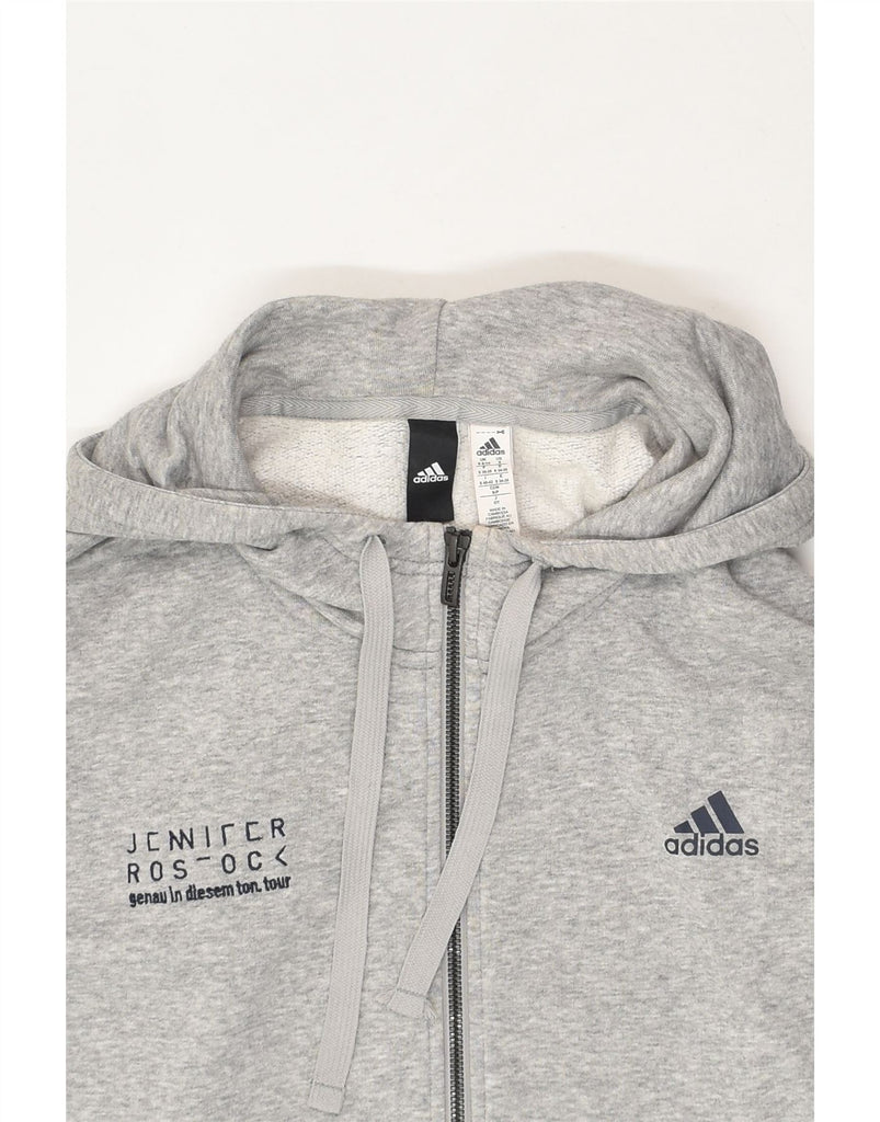 ADIDAS Womens Graphic Zip Hoodie Sweater UK 8/10 Small Grey Cotton | Vintage Adidas | Thrift | Second-Hand Adidas | Used Clothing | Messina Hembry 