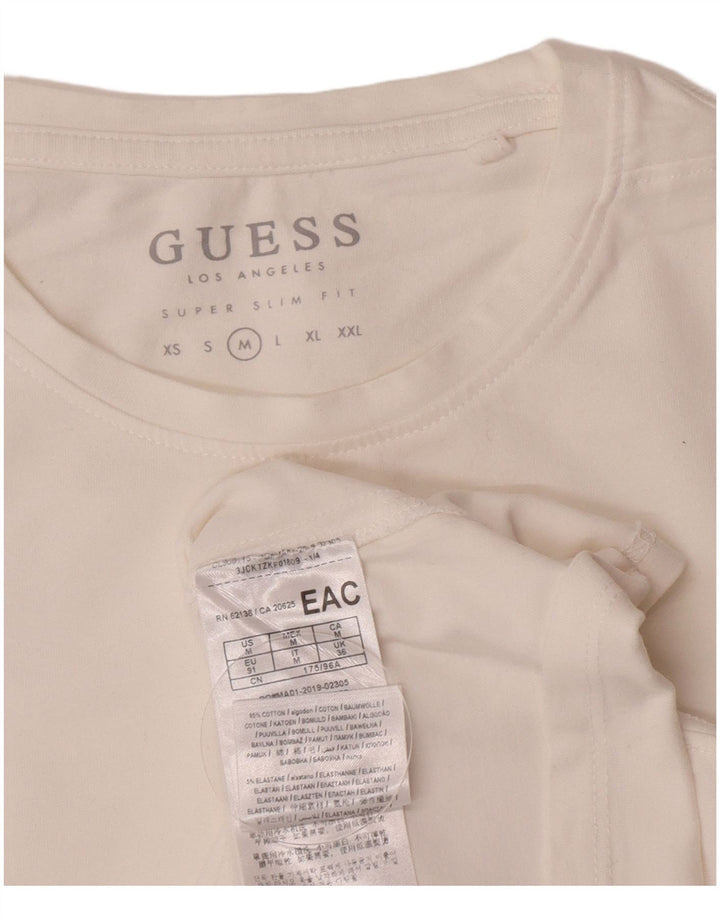 Guess Mens Super Slim Fit T-Shirt Top Medium White Cotton