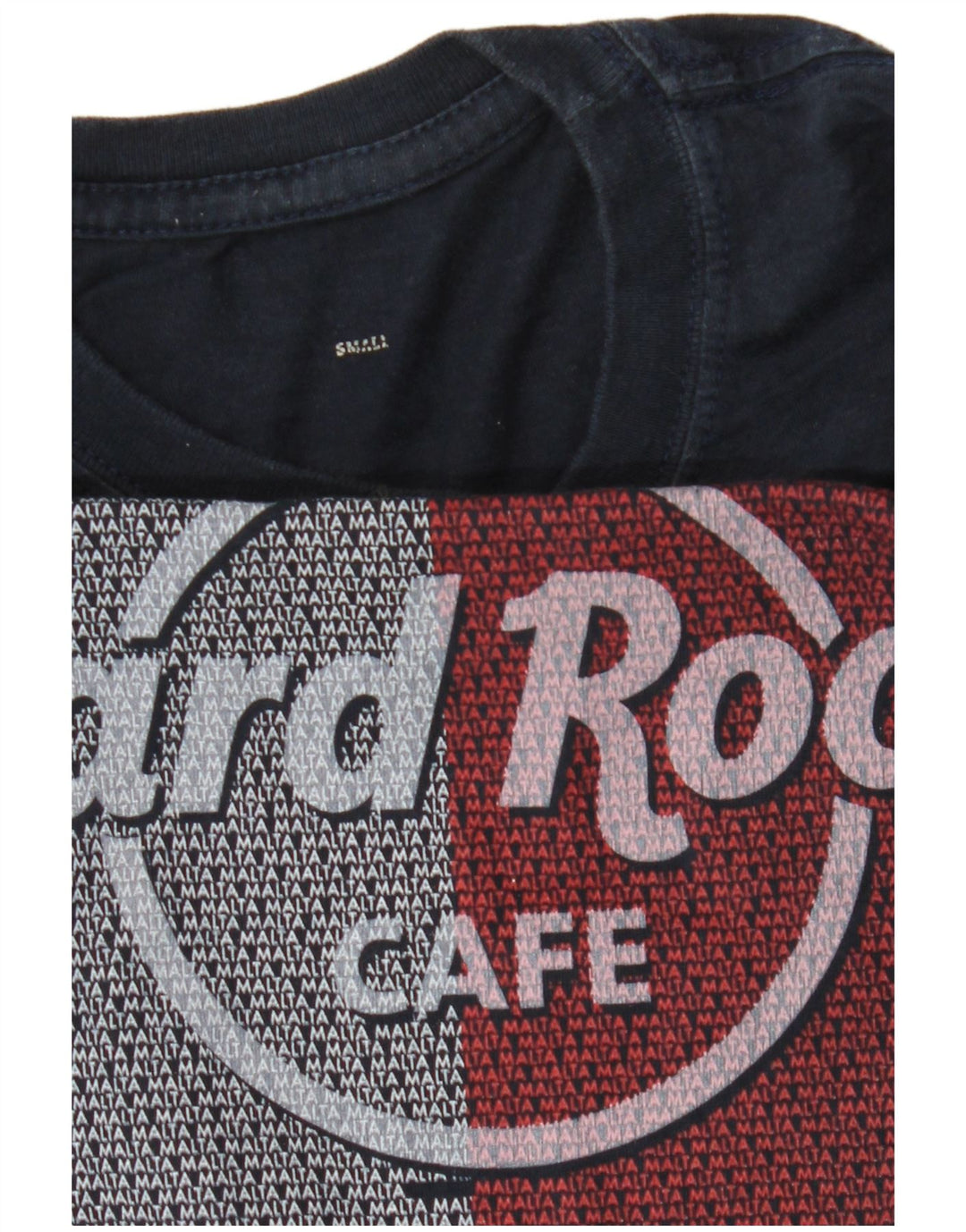 Hard Rock Cafe Mens Malta Graphic T-Shirt Top Small Navy Blue