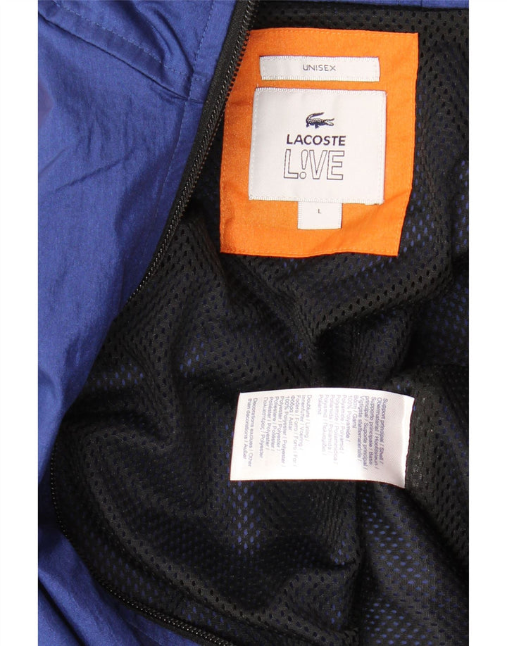 LACOSTE Mens Tracksuit Top Jacket Large Navy Blue Colourblock Polyamide