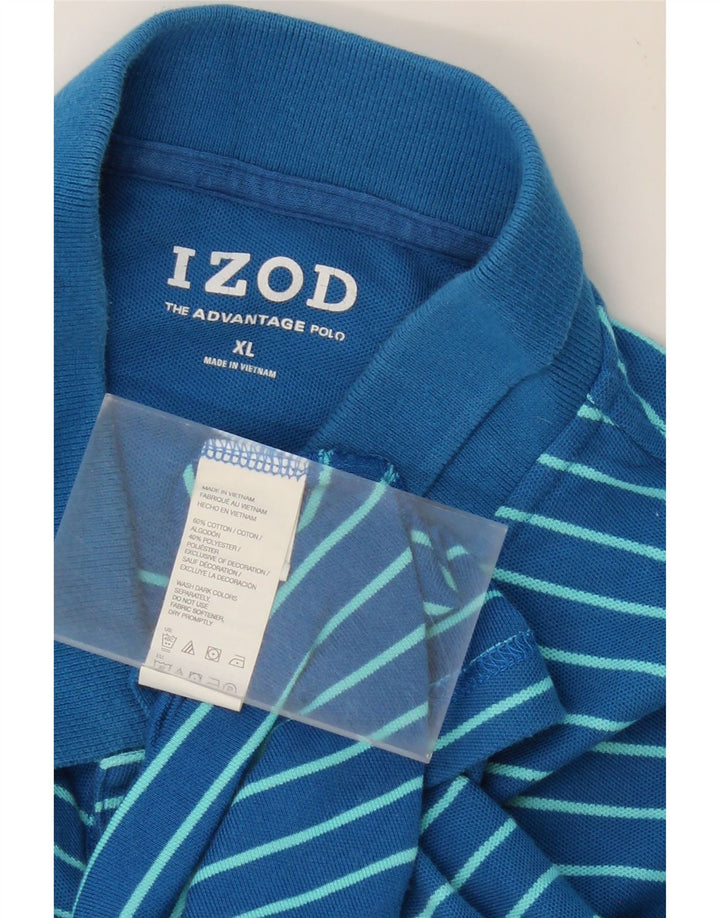 IZOD Mens Polo Shirt XL Blue Striped Cotton Vintage Izod and Second-Hand Izod from Messina Hembry 