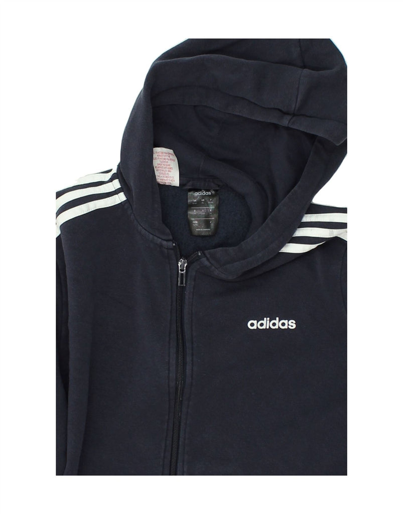 ADIDAS Boys Zip Hoodie Sweater 15-16 Years Navy Blue Cotton | Vintage Adidas | Thrift | Second-Hand Adidas | Used Clothing | Messina Hembry 