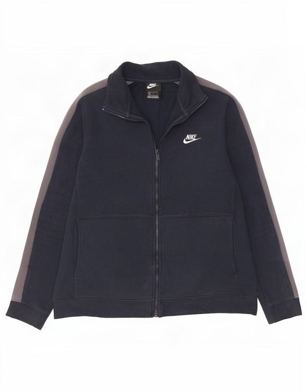 Nike Mens Tracksuit Top Jacket Large Navy Blue Colourblock Cotton