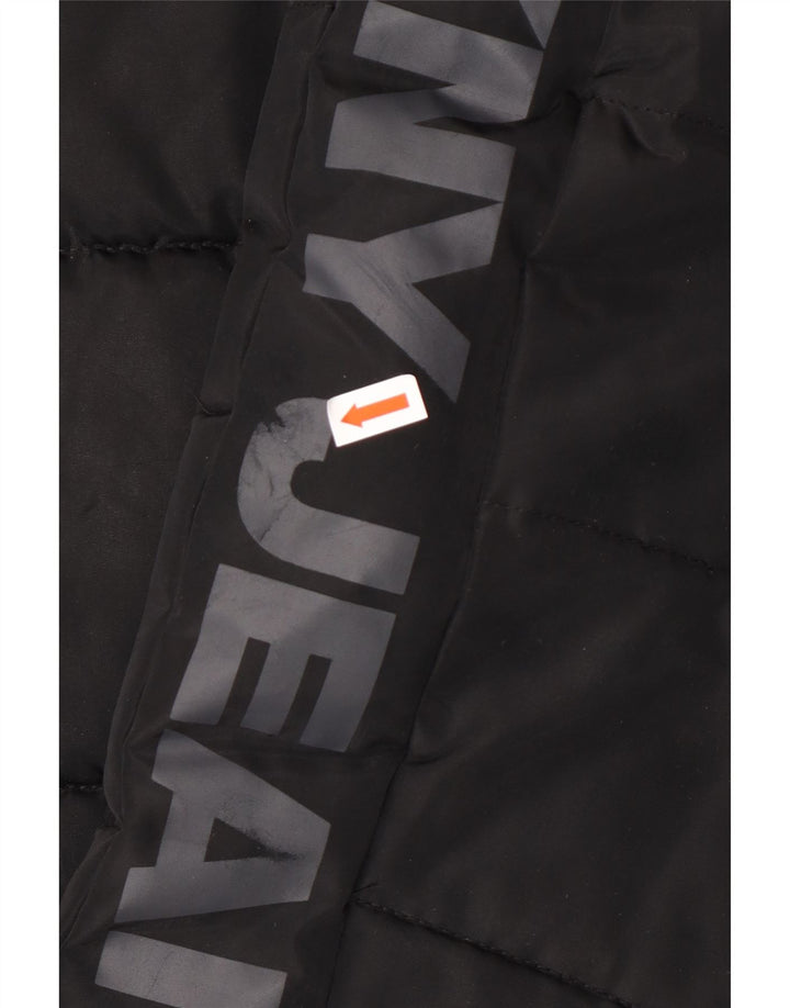 DKNY Boys Graphic Hooded Padded Jacket 14-15 Years Large Black Polyester