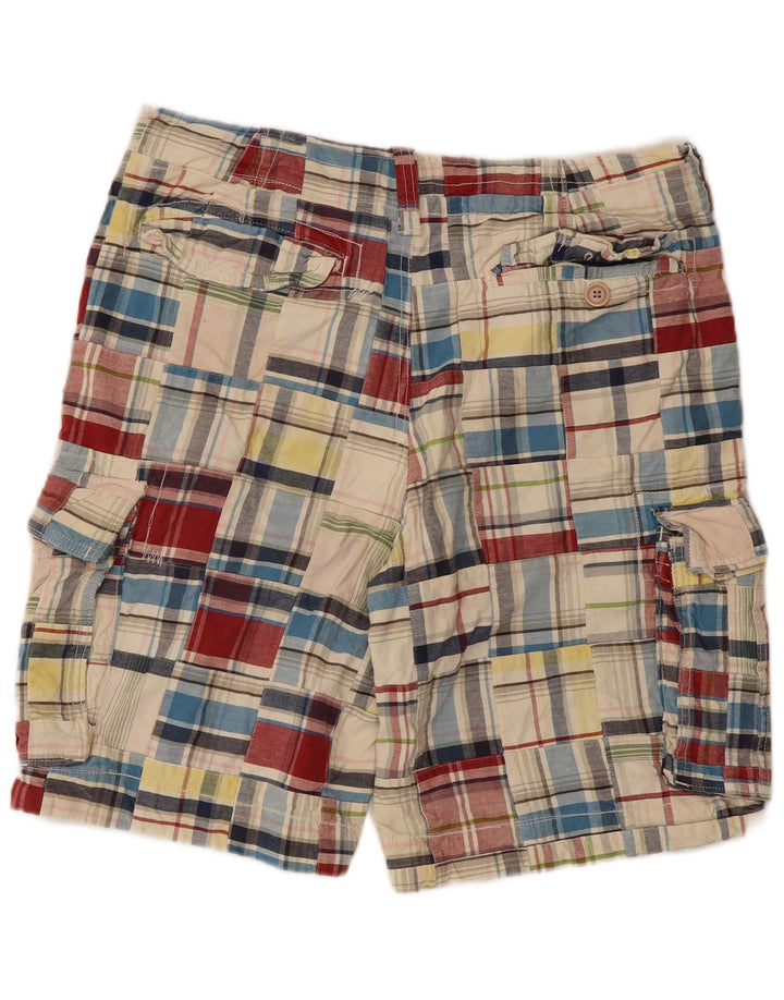 Playlife Mens Cargo Shorts IT 50 Large W36 Multicoloured Check Cotton