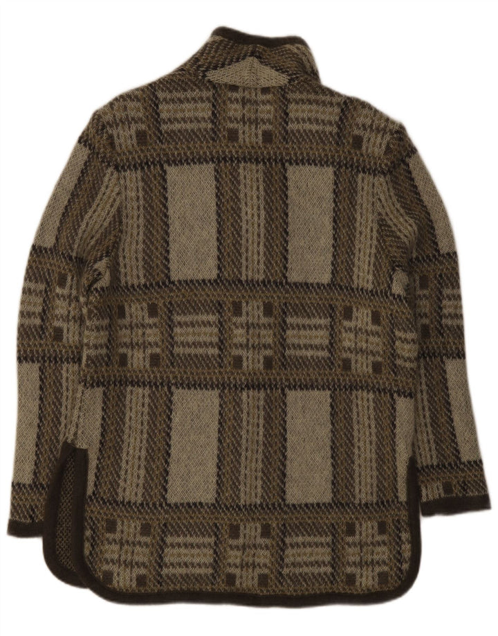 Vintage Womens Cardigan Sweater UK 16 Large Grey Check Wool