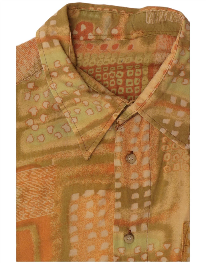 Vintage Mens Short Sleeve Shirt XL Yellow Geometric