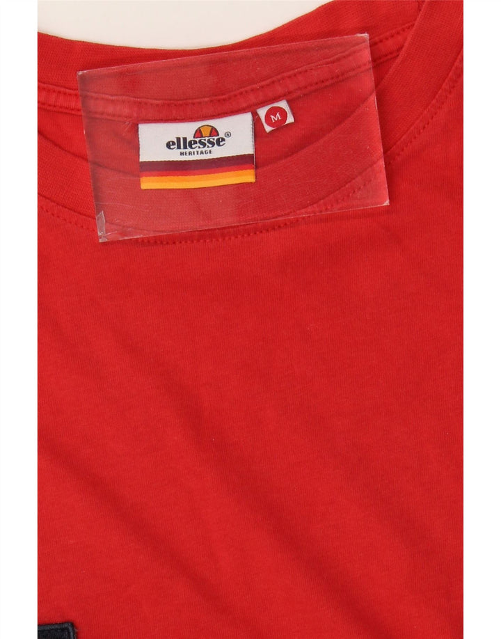 ELLESSE Mens Heritage T-Shirt Top Medium Red Colourblock