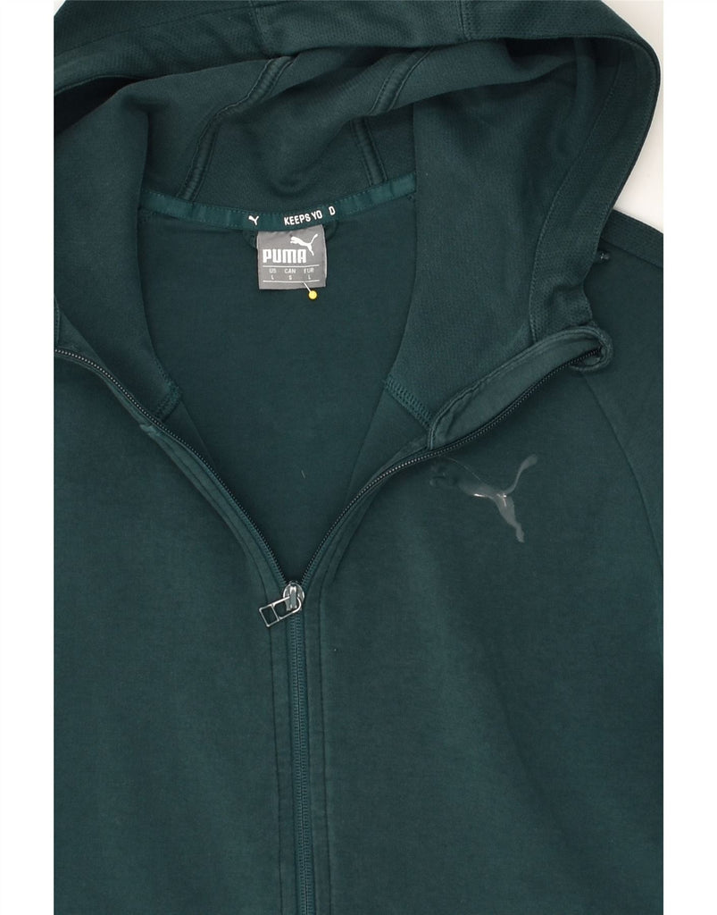 PUMA Mens Graphic Zip Hoodie Sweater Large Green Cotton | Vintage Puma | Thrift | Second-Hand Puma | Used Clothing | Messina Hembry 