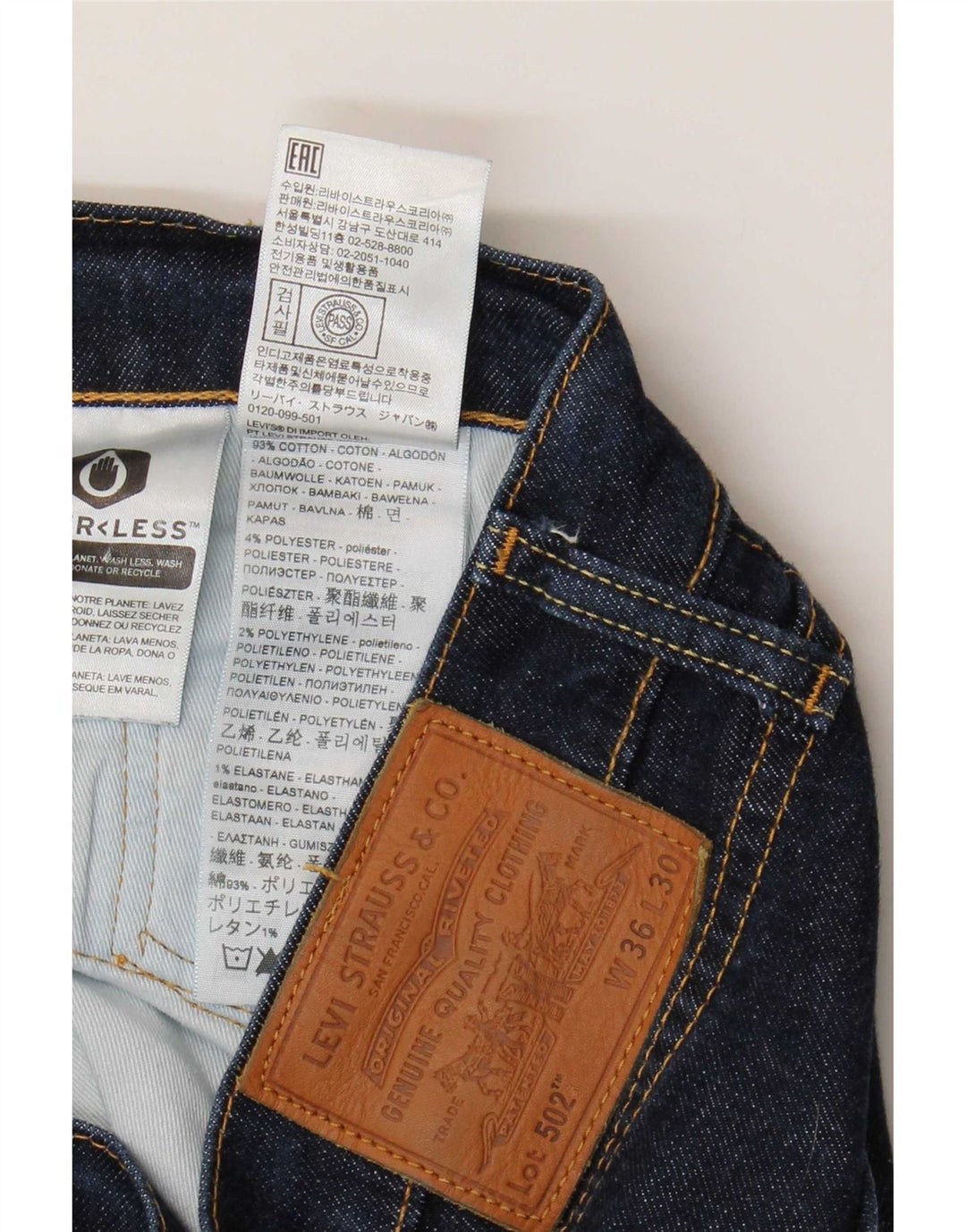 Levi's Mens 502 Tapered Jeans W36 L30 Navy Blue Cotton
