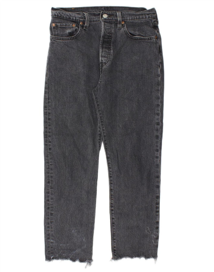 LEVI'S Womens 501 Straight Jeans W28 L26 Black Cotton
