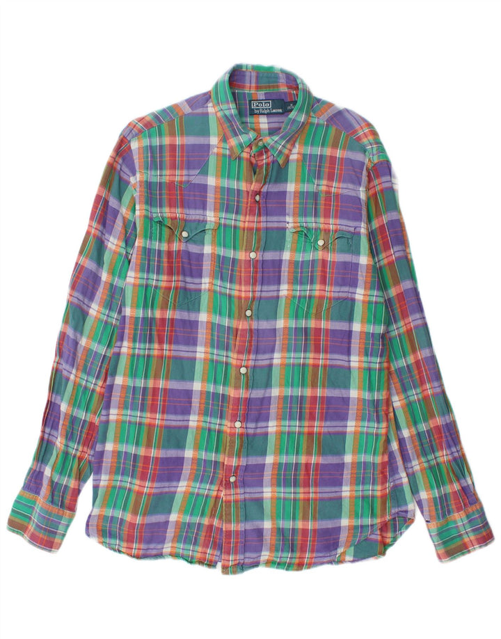 Polo Ralph Lauren Mens Flannel Shirt Medium Multicoloured Plaid Cotton
