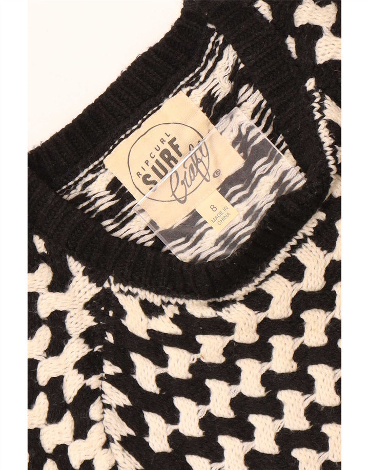 Rip Curl Womens Crew Neck Jumper Sweater US 8 Medium Black Striped