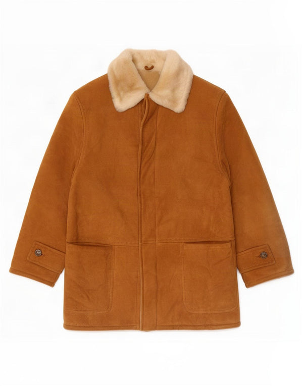 Vintage Mens Shearling Jacket UK 36 Small Beige