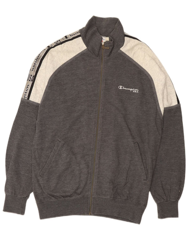 Champion Mens USA Tracksuit Top Jacket Medium Grey Colourblock Cotton