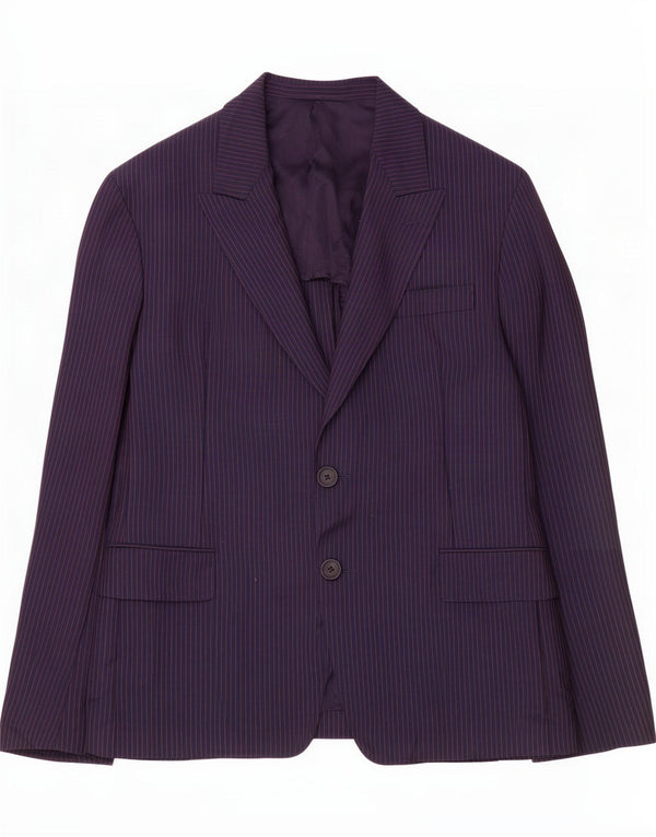 Prada Mens 2 Button Blazer Jacket IT 52 XL Navy Blue Pinstripe Mohair