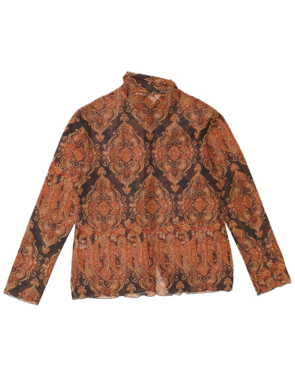 Sara Glenzer Womens See Through Shirt Blouse EU 46 XL Brown Paisley