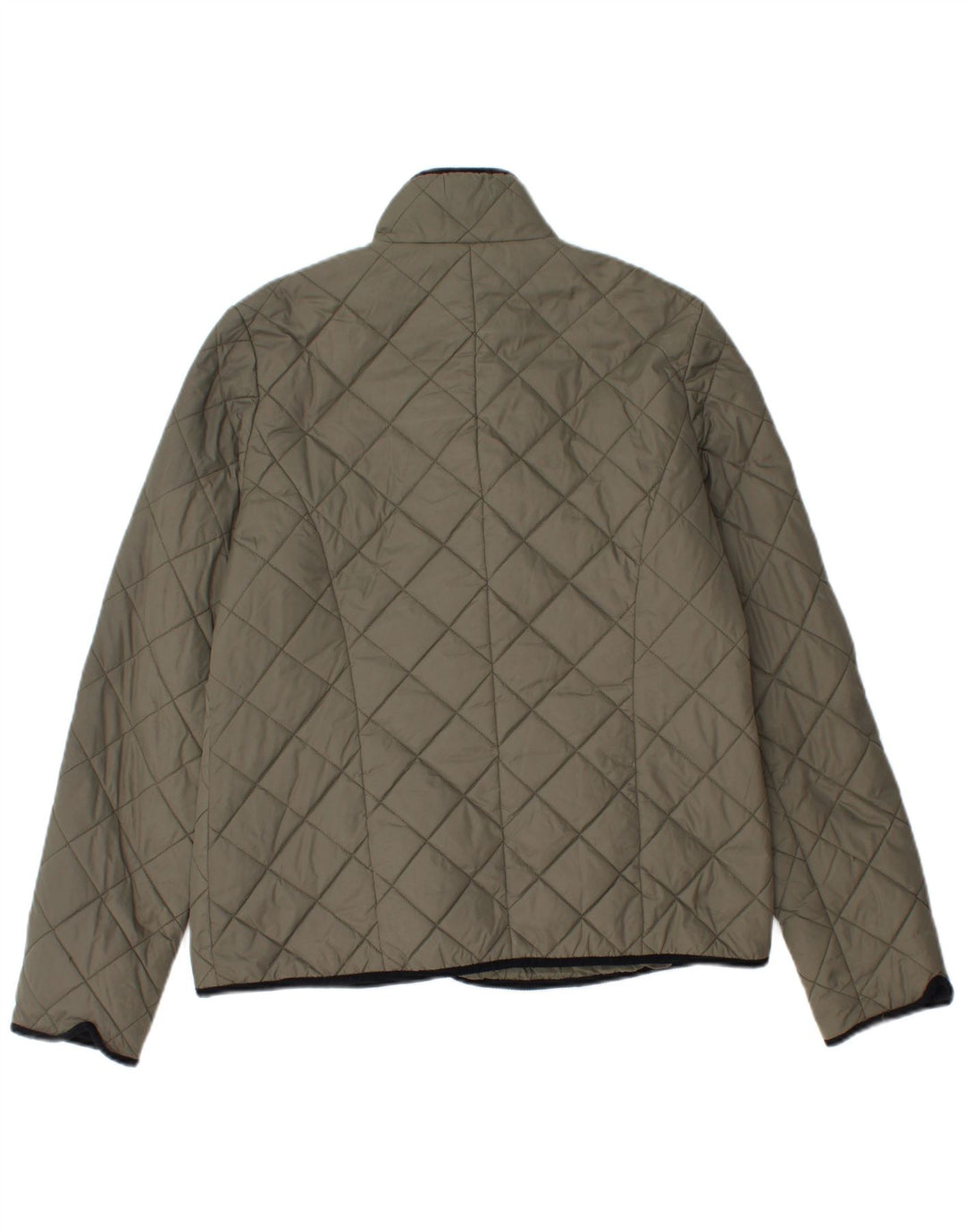 Jaeger Womens Quilted Jacket UK 12 Medium Khaki Polyamide