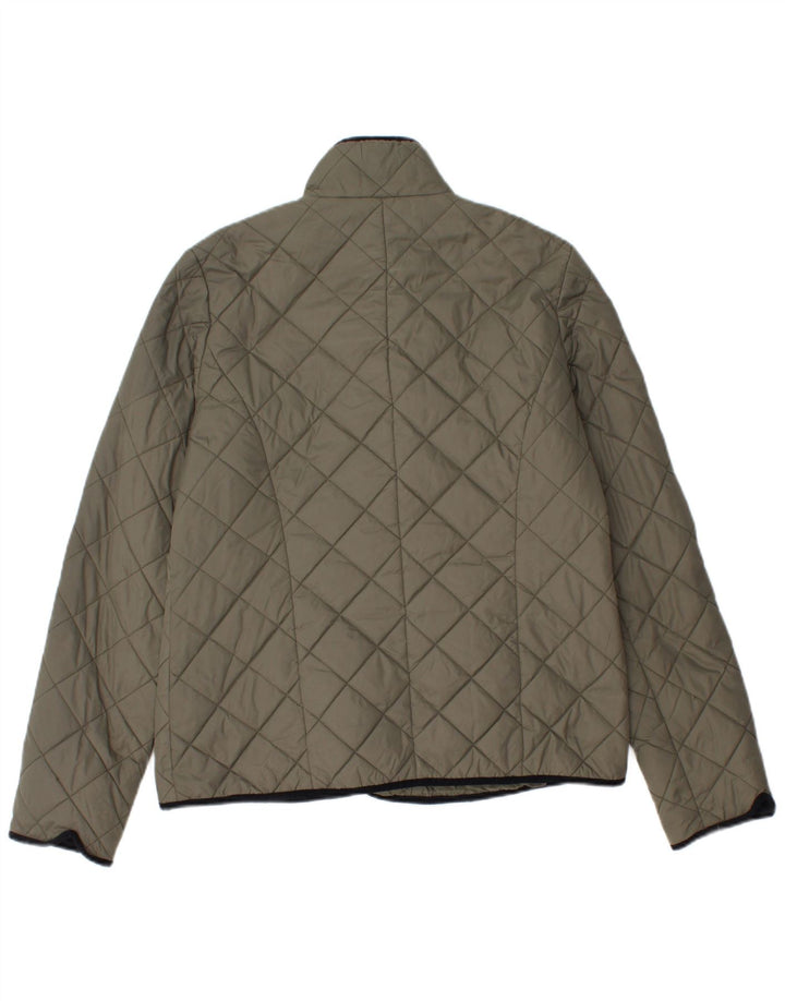 Jaeger Womens Quilted Jacket UK 12 Medium Khaki Polyamide