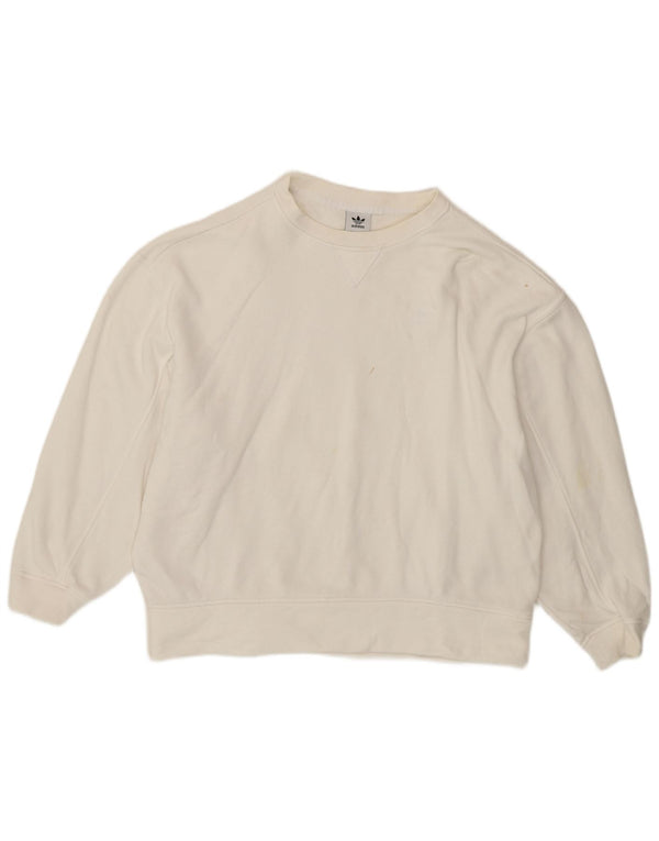 Adidas Womens Graphic Oversized Sweatshirt Jumper UK 10 Small White Sports