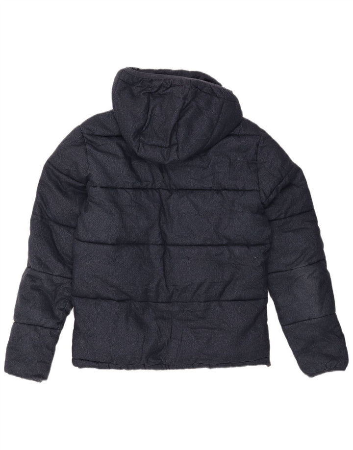 Superdry Mens Hooded Padded Jacket UK 40 Large Navy Blue Polyester