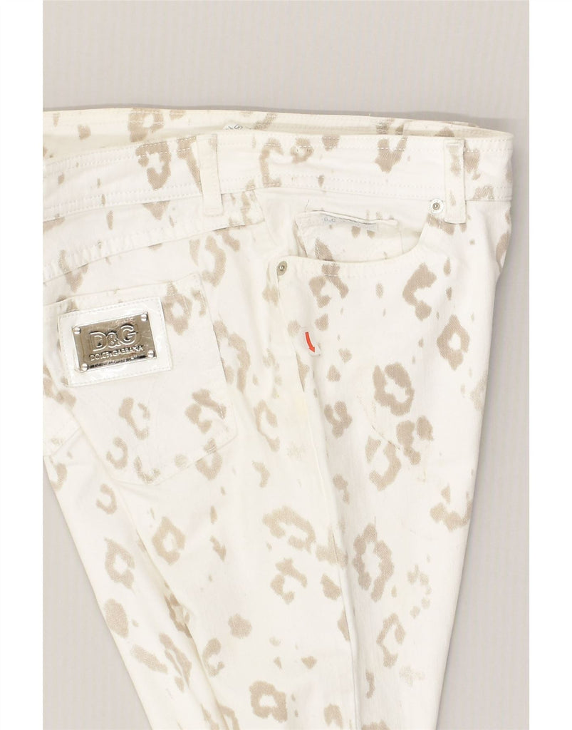 DOLCE & GABBANA Womens Slim Casual Trousers W28 L27 White Animal Print | Vintage Dolce & Gabbana | Thrift | Second-Hand Dolce & Gabbana | Used Clothing | Messina Hembry 