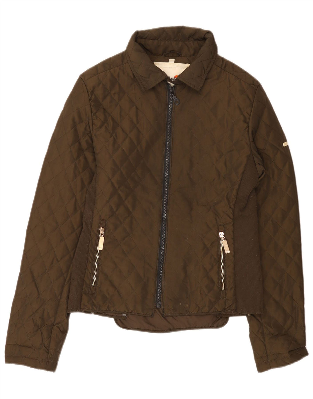 Ellesse Womens Quilted Jacket UK 12 Medium Brown Polyester