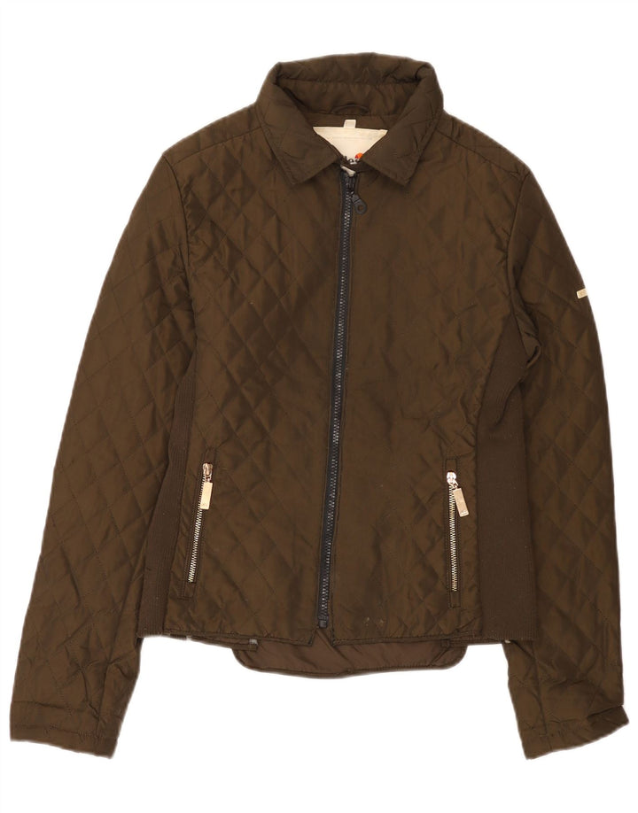 Ellesse Womens Quilted Jacket UK 12 Medium Brown Polyester