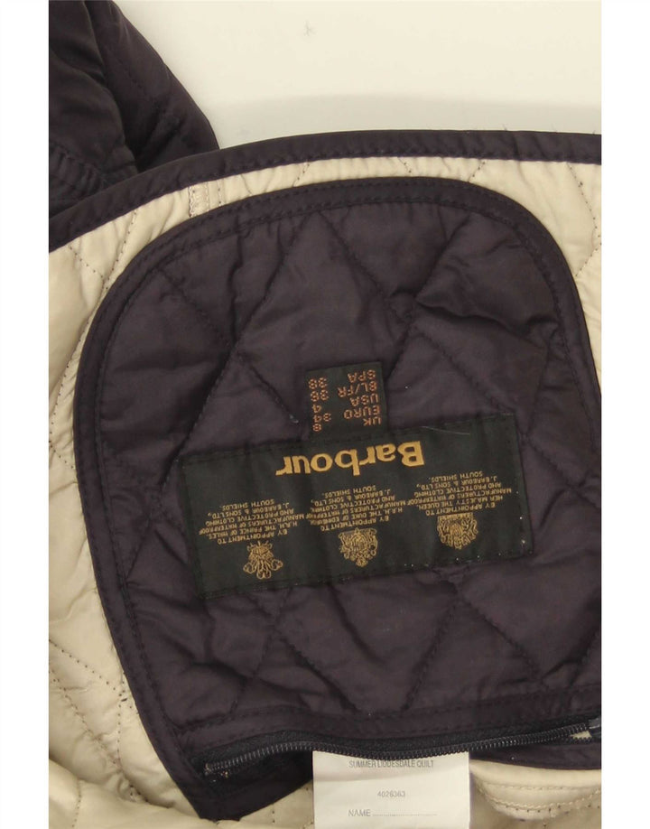 Barbour Womens Quilted Jacket UK 8 Small Navy Blue Polyamide