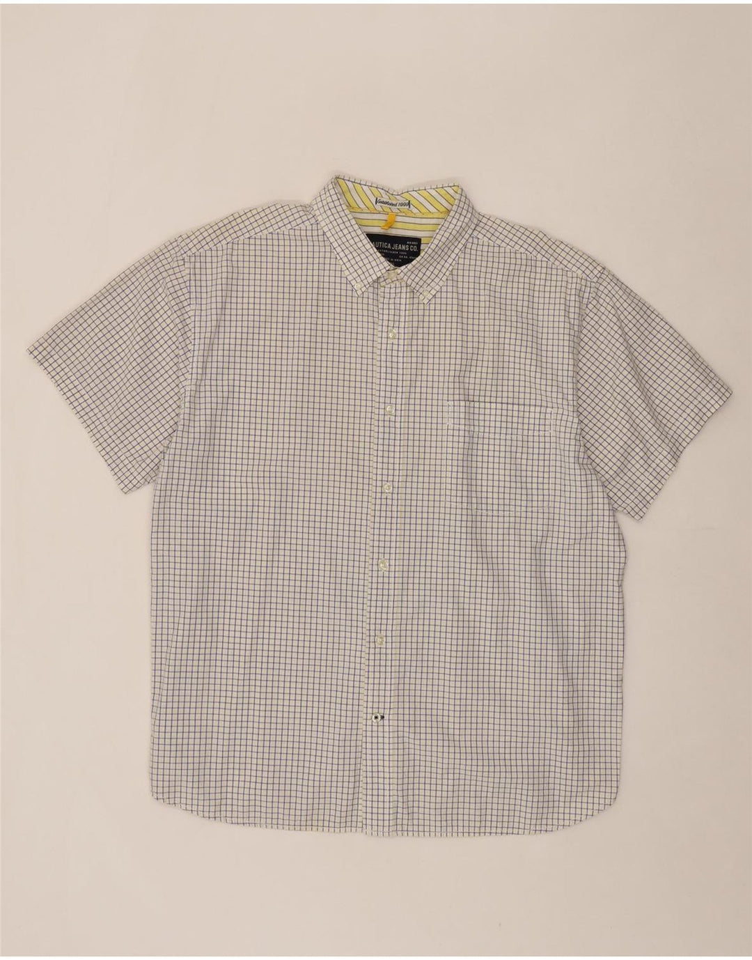 NAUTICA Mens Short Sleeve Shirt 2XL Blue Check Cotton Vintage Nautica and Second-Hand Nautica from Messina Hembry 