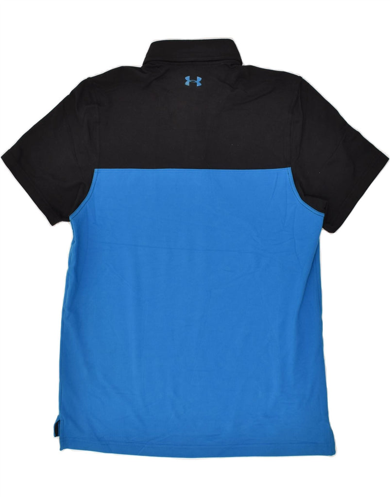 UNDER ARMOUR Mens Cold Gear Regular Polo Shirt Large Blue Colourblock | Vintage Under Armour | Thrift | Second-Hand Under Armour | Used Clothing | Messina Hembry 