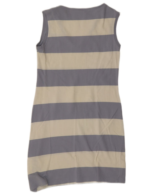 Lacoste Womens Sleeveless Jumper Dress Size 40 Medium Blue Striped Cotton