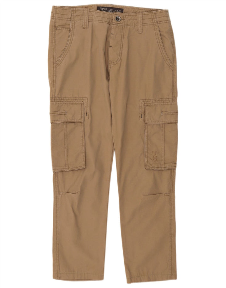 ESPRIT Mens Straight Cargo Trousers W30 L27 Beige Cotton