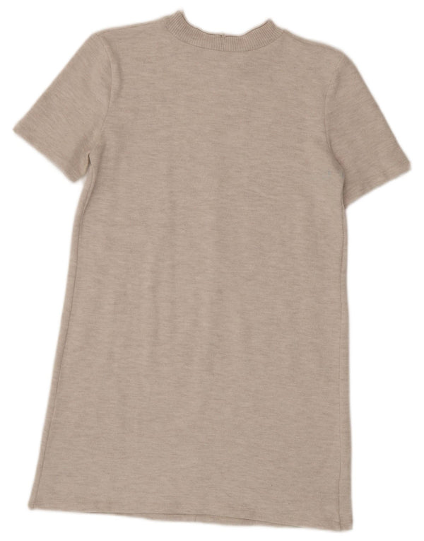 Zara Womens Short Sleeves Jumper Dress UK 10 Small Beige