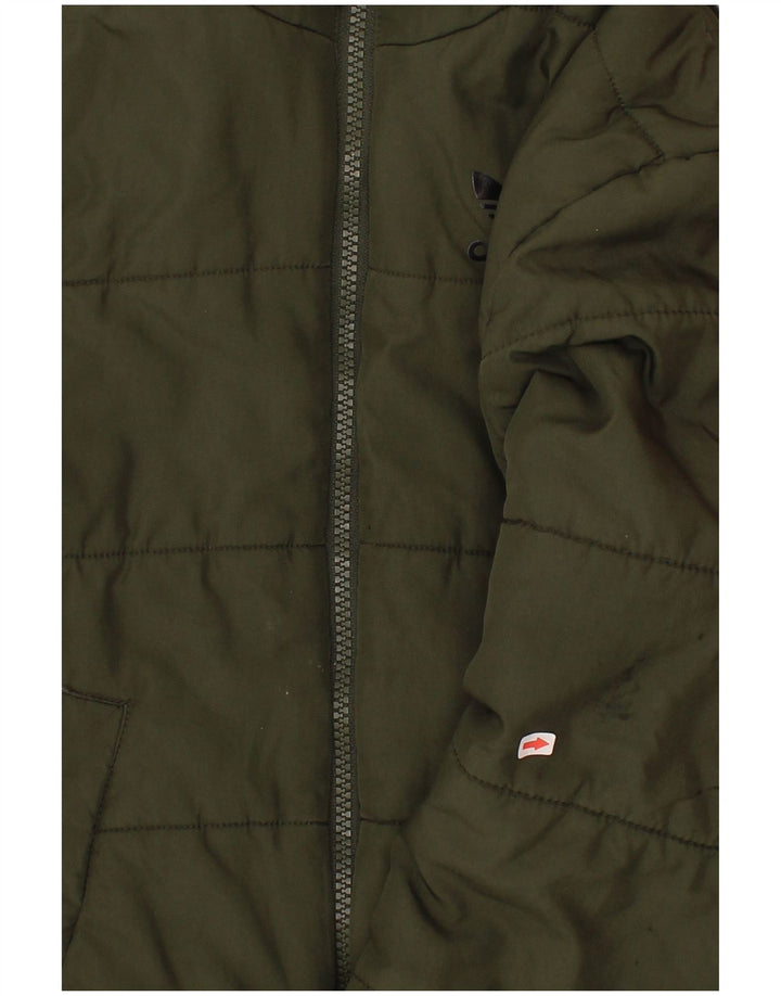 Adidas Boys Hooded Padded Jacket 7-8 Years Khaki Polyester