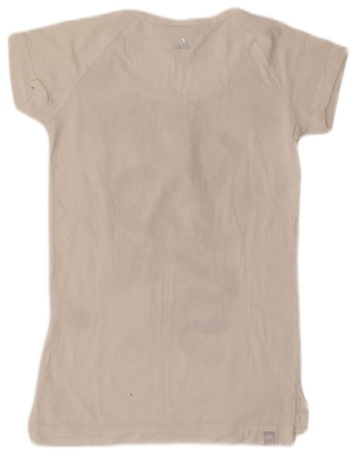 ADIDAS Womens Graphic T-Shirt Top UK 10 Small White Animal Print Cotton