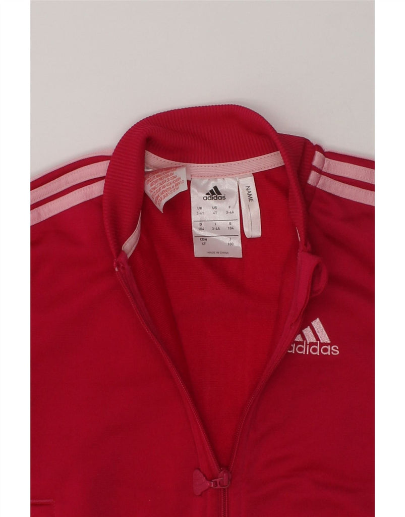 ADIDAS Girls Tracksuit Top Jacket 3-4 Years Red Colourblock Polyester | Vintage Adidas | Thrift | Second-Hand Adidas | Used Clothing | Messina Hembry 