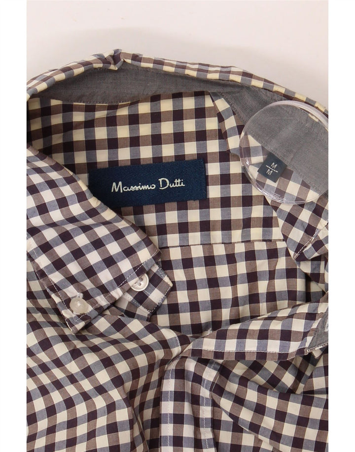 Massimo Dutti Mens Shirt Medium Brown Gingham