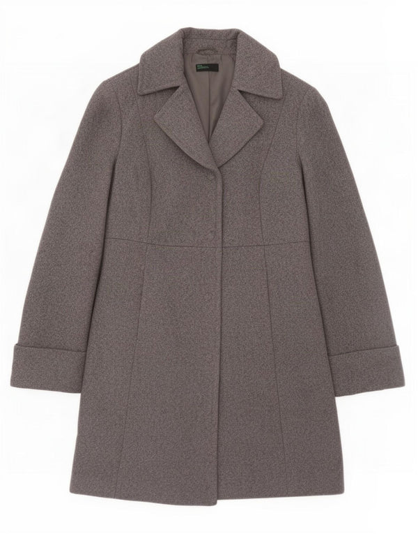 Benetton Womens Overcoat IT 42 Medium Grey Wool