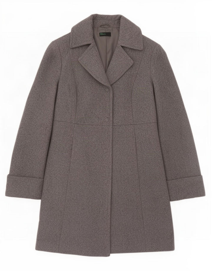 Benetton Womens Overcoat IT 42 Medium Grey Wool