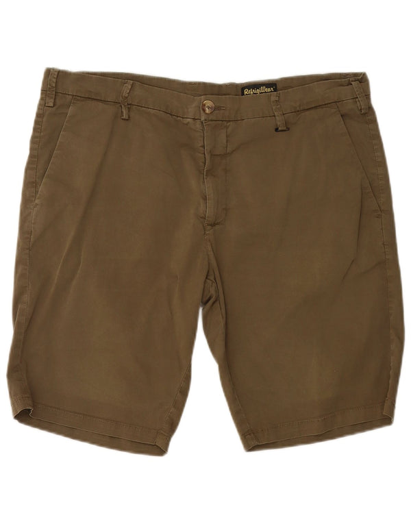 Refrigiwear Mens High Waist Chino Shorts IT 54 2XL W38 Khaki Cotton