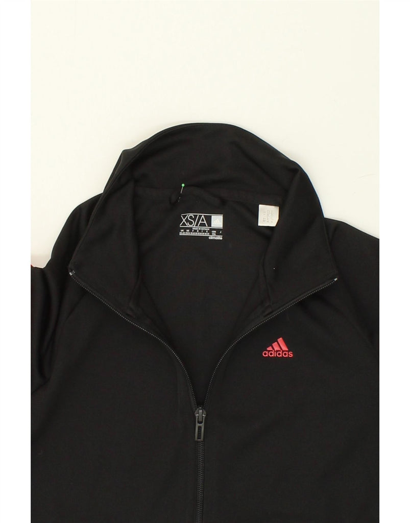 ADIDAS Womens Climalite Tracksuit Top Jacket UK 6 XS Black Polyester | Vintage Adidas | Thrift | Second-Hand Adidas | Used Clothing | Messina Hembry 