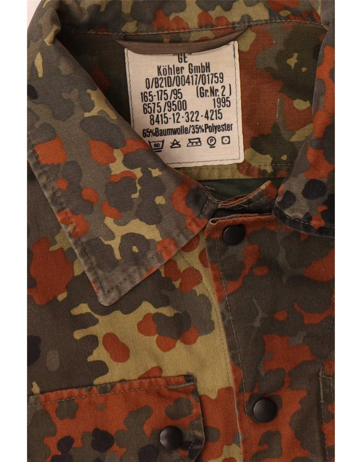 Vintage Mens Military Jacket UK 38 Medium Khaki Camouflage Cotton